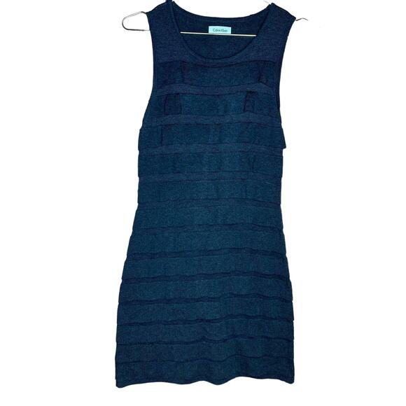 Calvin Klein Dresses & Skirts - Calvin Klein Womens Size SP Sweater‎ Dress Gray Ruffle Layers Sleeveless Petite